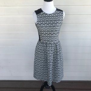 Madewell Black & White Diamond Jacquard Dress
